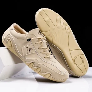 Scarpe casual in pelle fatte a mano autunnali per uomo Mocassini morbidi beige semplici 2024 Scarpe da guida maschili traspiranti alla moda di grandi dimensioni 50 1