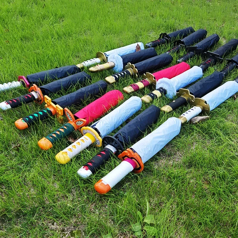 Ombrello spada Katana candeggina Blocco UV Ombrellone nero Kurosaki Ichigo Ombrello sabre Katana giapponese di dimensioni reali Ombrellone anime 4