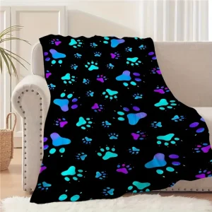 Morbida e calda coperta in flanella con stampa zampa di cane - accogliente, colorata, resistente per divano, campeggio e viaggi - Regalo ideale per gli amanti degli animali domestici 1