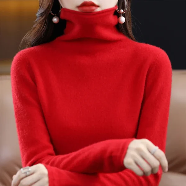 100% lana Merino Cashmere dolcevita maglione per le donne nuovo autunno/inverno tinta unita Pullover caldo maglione giacca per le donne 5