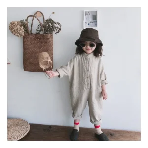 nuova tuta per bambini unisex primavera 2020 pantaloni larghi in lino di cotone stile coreano neonate ragazze tute vestiti per bambini 1