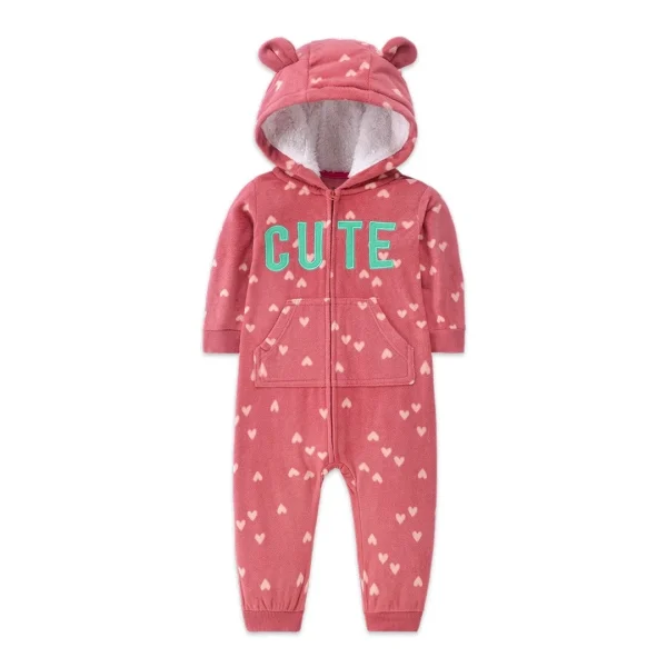 Pagliaccetto per neonato 2024 Primavera Autunno Caldo Babi Ragazzo Ragazza Vestiti Coral Fleece Con cappuccio Babe Girl Animale Tuta 4