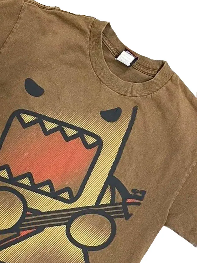 T-shirt divertenti di tendenza estiva oversize Kawaii stampate coppia versatile in cotone Y2k top larghi casual nuova semplice maglietta retrò 4