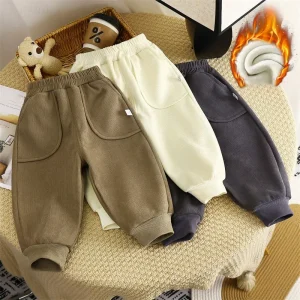Pantaloni di velluto per bambini Autunno Inverno Nuovo colore solido Ragazzi Bambini Pantaloni sportivi spessi e caldi Pantaloni per bambini per ragazze coreane di moda semplice 1