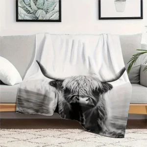 Coperta da tiro in morbida flanella di mucca scozzese delle Highland, lavabile in lavatrice, perfetta per divano, letto, viaggi, campeggio e ufficio 1