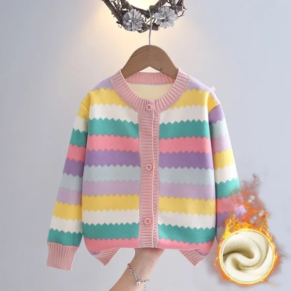 Giacca maglione da ragazza, nuovo stile autunno e inverno, addensato e alla moda, maglione lavorato a maglia da ragazza, top per bambini 1
