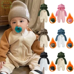 New Winter Baby pagliaccetto vestiti addensare Fleece Bear con cappuccio Warm Infant Onesies Toddler Girl tuta neonato body Boy pigiama 1