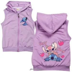 Lilo And Stitch gilet con cappuccio in cotone per bambini primavera senza maniche bambini Toddler Girls Boys Jacket Outwear abbigliamento autunnale per neonati 1
