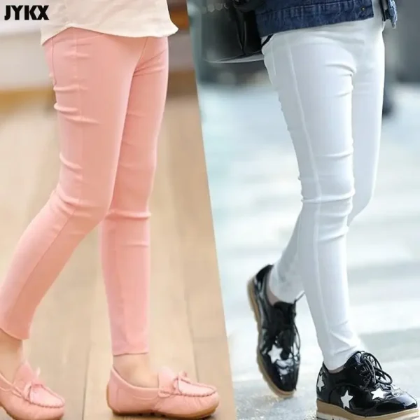2024 Pantaloni da ragazza per bambini Primavera Autunno Pantaloni a matita elastica color caramella Leggings solidi per bambini per abbigliamento per bambini 2-11 anni 2