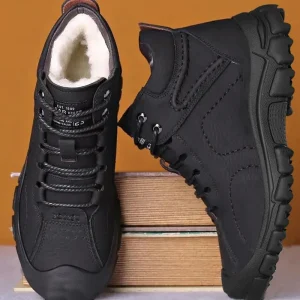 Scarpe da uomo in pelle PU autunno e inverno imbottite ispessite impermeabili scarpe alte da uomo casual stivali da neve per sport all'aria aperta 1