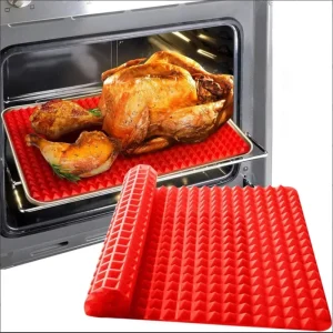Tappetino da forno in silicone Teglia da cucina Confezione da 1/2 grande 15,23 "x 10,74" Foglio antiaderente per ridurre il grasso sano per grigliare il forno BBQ 1