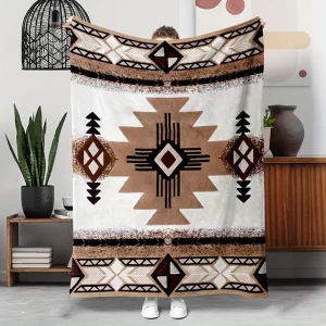 1 pezzo di coperta di flanella con motivo bohémien, coperta regalo per la pausa familiare, coperta da tiro, coperta multiuso da viaggio 1
