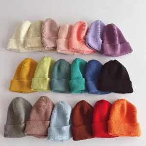 Berretto per bambini Cappelli invernali per bambini lavorati a maglia tinta unita per bambini Caldo uncinetto Ragazzi Ragazze Cappello Berretto per bambini Cofano per bambini Gorras Gorro 1