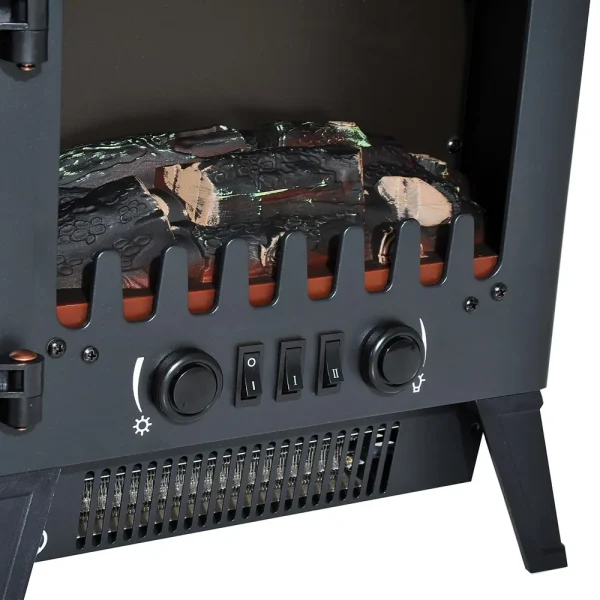 Camino elettrico portatile HOMCOM 900W/1800W effetto fiamma 36x25,5x41,5cm 5