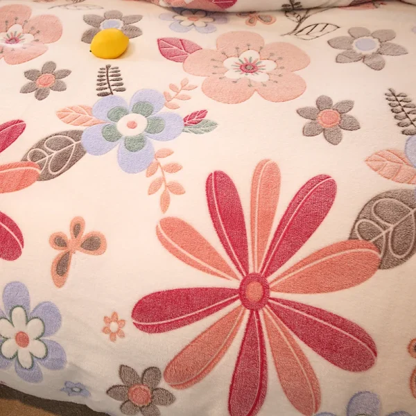 1 pz Copripiumino in pile corallo caldo per l'inverno Fiore stampato Spessore housse de couette Coperta morbida in flanella dekbedovertrek 240x220 3