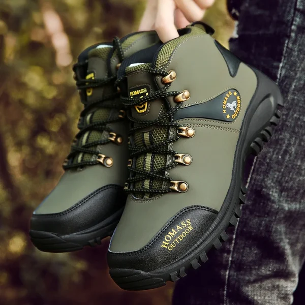 Scarpe da alpinismo estive da uomo Sneakers in pelle impermeabile stivali da uomo caldi stivali da trekking all'aperto scarpe da lavoro Zapatillas Hombre 5