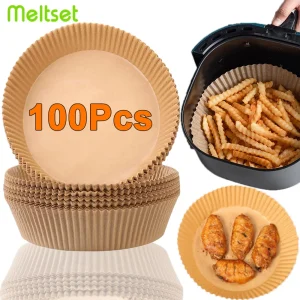 50/100 Pz Friggitrice Ad Aria Carta Usa E Getta Antiaderente Airfryer Carte Da Forno Rotonde Friggitrice Ad Aria Fodere di Carta Accessori Da Cucina di Carta 1