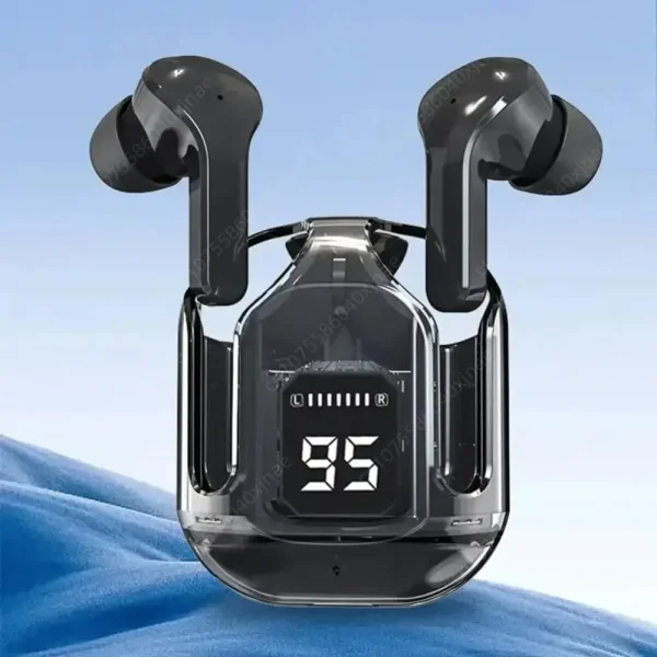 Auricolari traslucidi con cancellazione del rumore compatibili con Bluetooth con custodia di ricarica con display digitale Piccoli auricolari per lavoro sportivo 4