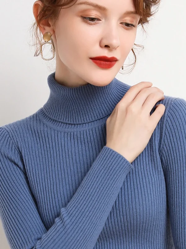 Maglione dolcevita autunnale da donna Pullover morbidi lavorati a maglia Maglioni di cashmere Maglioni morbidi di base Camicetta basic femminile Novità 3
