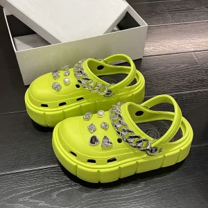Pantofole con plateau Sandali da donna estivi Zeppe da 6 cm Zoccoli da esterno per donna Scivoli da spiaggia da strada spessi Infradito per ragazze Scarpe da giardino 1