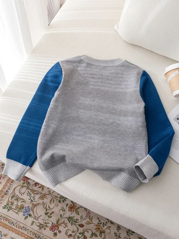 Maglione da ragazzo con cappello da pupazzo di neve in stile carino, pullover lavorato a maglia adatto per il tempo libero quotidiano in primavera, autunno e inverno 2