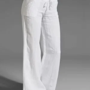 Pantaloni estivi da donna in cotone Grigio Harem a vita alta Pantaloni larghi morbidi in vita elastica Pantaloni bianchi Pantaloni casual blu per abiti femminili 1