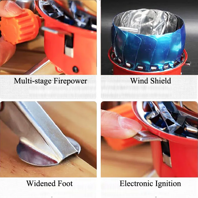 Mini riscaldatore pieghevole portatile da esterno campeggio bruciatore di loto fornello da cucina riscaldamento pieghevole Furance testa carta fornello a gas a prova di vento 5