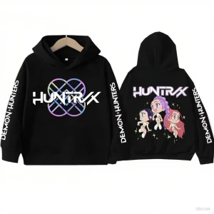 2025 KPop Demon Hunters Felpa con cappuccio per ragazze Moda Felpa casual Film Bambino Ragazza Ragazzi Top con cappuccio 1