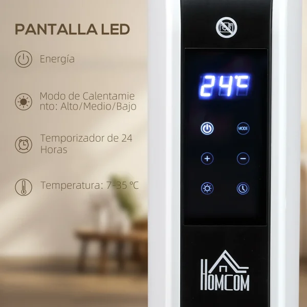 Riscaldatore elettrico HOMCOM 1830-2180W con 3 modalità di riscaldamento bianco 5