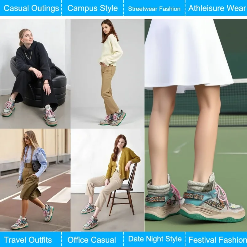 Fujin 5CM Sneakers con plateau in vera pelle Donna Lady Platform Causale Autunno Autunno Inverno Moda Sneakers Scarpe Stivaletti 3