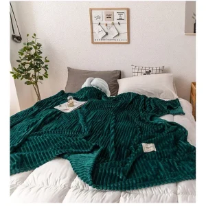 Coperte da letto coperte di flanella morbide e morbide in tinta unita giallo-verde sul letto coperte spesse e 1