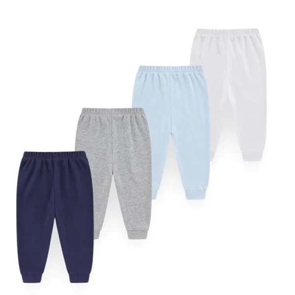 Pantaloni per bambini unisex in 4 pezzi 100% cotone tinta unita 0-24 mesi pantaloni per ragazza ragazzo quattro stagioni vestiti per neonati - immagine 3