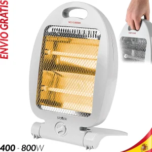 Riscaldatore d'aria elettrico da 800 W a 1200 W con tubi al quarzo silenziosi con regolatore di temperatura Radiatore per stufa ad alte prestazioni Bagno domestico Verticale con maniglia e regolatore termostato di calore istantaneo 1