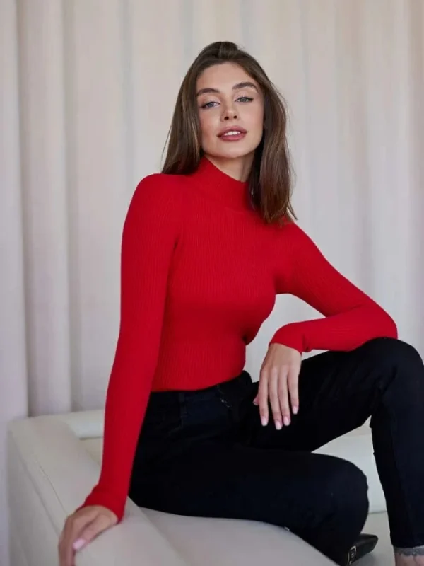 Blubelle Maglioni mezzo dolcevita da donna Autunno Inverno Slim Pullover lavorato a maglia Maglione morbido caldo 1