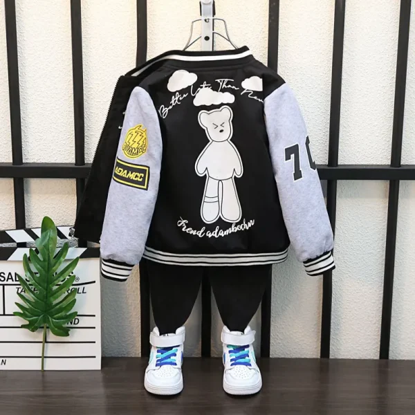 2-12 anni Abbigliamento per bambini 2025 Primavera Autunno Bambini Moda Cartoon Orso Modello Giacca a vento Cappotto Baby Boy Girl Abbigliamento Tuta sportiva 4