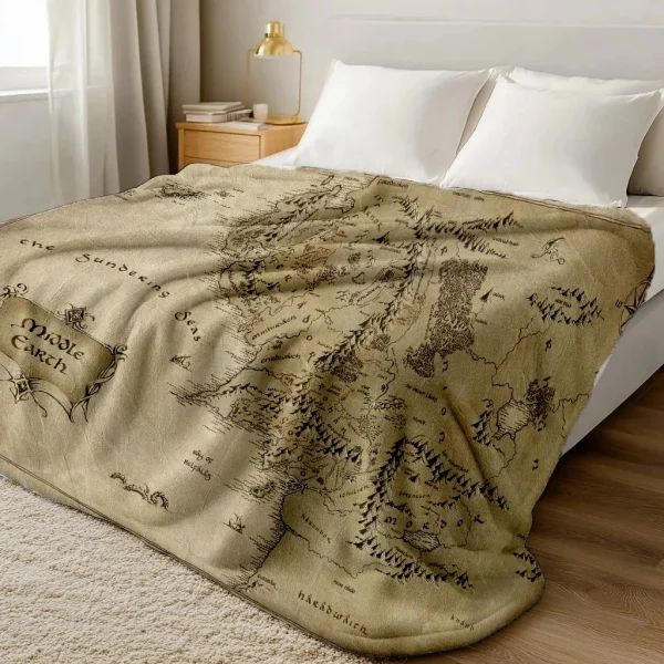 130 cm × 150 cm Mappa della Terra Media l-Lords Of The R-Rings Coperte Fuzzy Film Divertenti Coperte da tiro per la casa Hotel Divano Copriletto 2