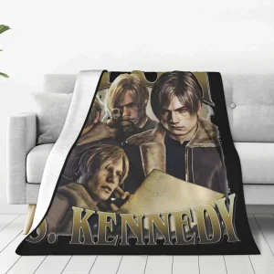 Leon S. Kennedy Residents Evils Coperte Coperta estiva portatile leggera e sottile in velluto per letto Trapunta sottile in peluche da viaggio 1
