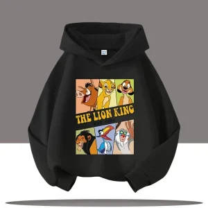 Felpe con cappuccio casual per bambini con motivi cartoon Serie Disney "Il Re Leone" felpe con cappuccio per bambini stampate top larghi di alta qualità 1