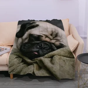 Simpatica coperta stampata in flanella ultra morbida, in peluche, per divano letto, divano, king size, bulldog francese, cane 1