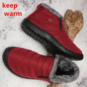 Stivaletti corti invernali da donna, foderati e ispessiti per il calore, adatti per donne e anziani, design slip-on in un solo passaggio, antiscivolo, 1