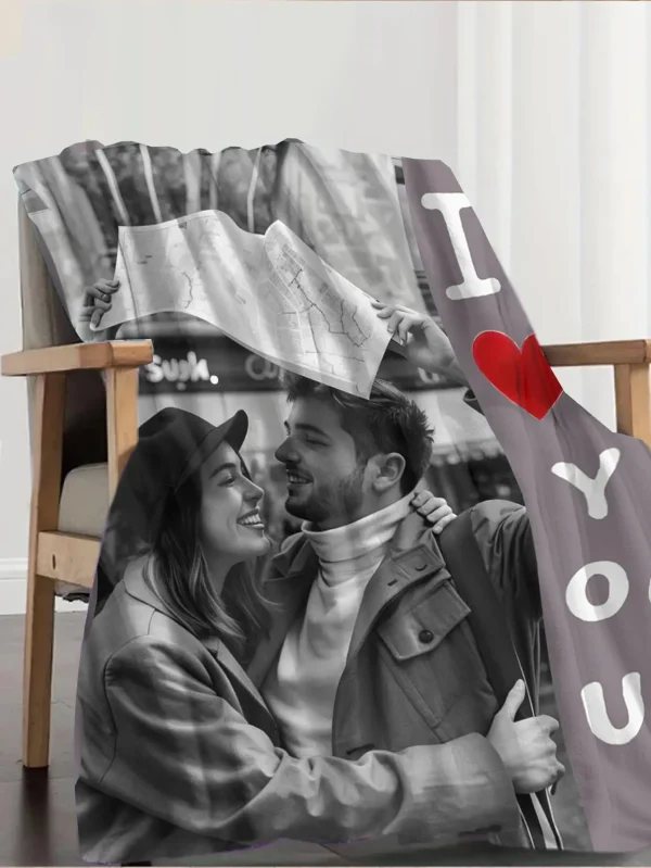 1 pezzo di coperta di flanella personalizzata con foto: regalo ideale per Natale, Halloween, compleanno e anniversario, morbida, calda, scozzese e delicata sulla pelle, adatta per divano letto, auto, campeggio, ufficio, decorazione domestica 2