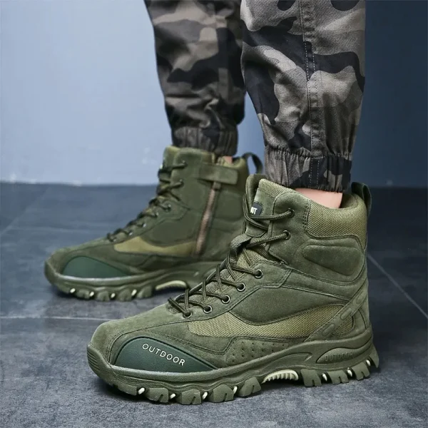 Stivali invernali da uomo stivaletti in pelle da esterno scarpe da lavoro da uomo caccia Trekking campeggio alpinismo stivali di gomma Sneakers 5