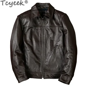 Giacca in vera pelle da uomo giacca in pura pelle bovina cappotto moda invernale Smart Casual tasca bavero Plus Size cappotto uomo offerta speciale 1
