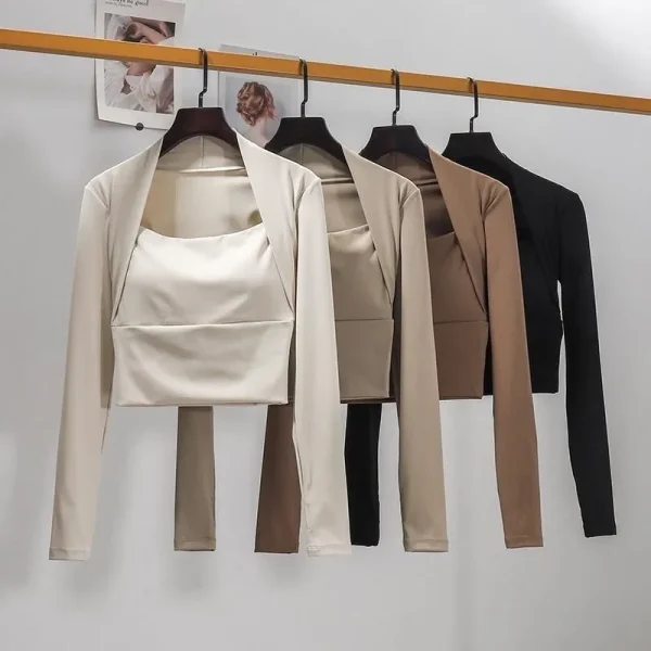 Cuscino per il torace fitness Top sportivo Camicie a maniche lunghe da donna Pra Speed Up Abiti corti ed eleganti per danza e yoga Cintura piccola da palestra 3