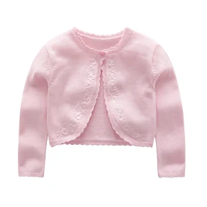 Primavera e autunno neonato neonata scialle maglione di cotone maglione lavorato a maglia giacca lavorata a maglia sottile ricamata 1