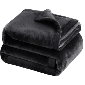 Il pile di visone nero lancia una coperta per divano letto king size super morbida e reversibile 1