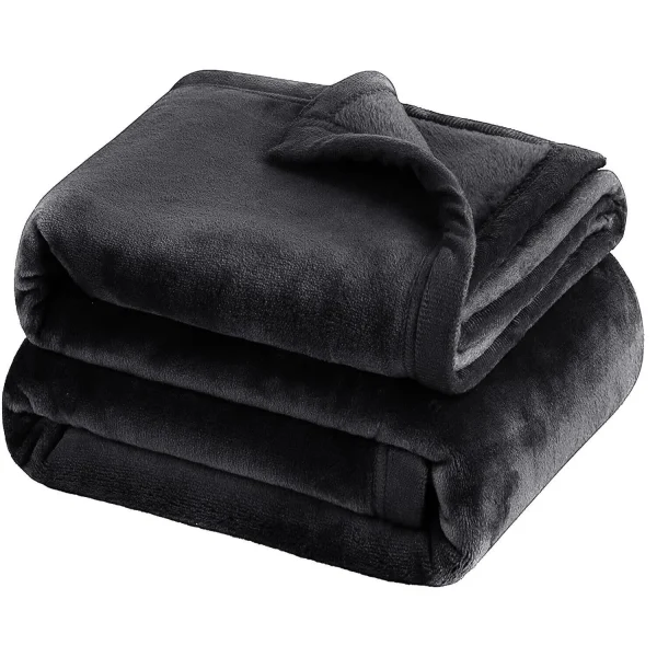 Il pile di visone nero lancia una coperta per divano letto king size super morbida e reversibile 1
