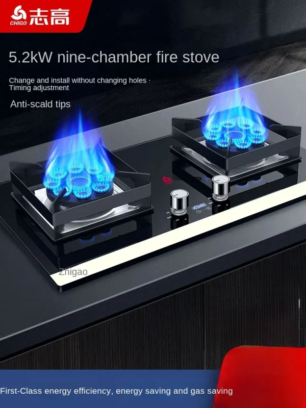 Stufa a gas Chigo Stufa GPL a gas naturale incorporata a doppio fuoco con design incorporato per uso domestico AD 3