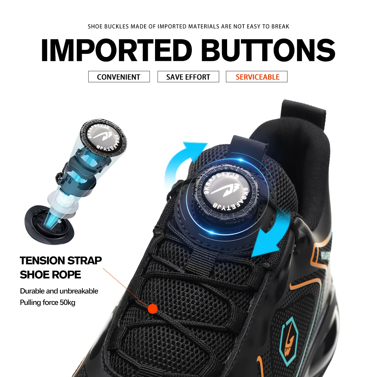 2025 nuove scarpe antinfortunistiche da uomo impermeabili scarpe da ginnastica con punta in acciaio fibbia ruotata stivale di sicurezza da lavoro a prova di foratura scarpa da lavoro con cuscino d'aria da uomo 3