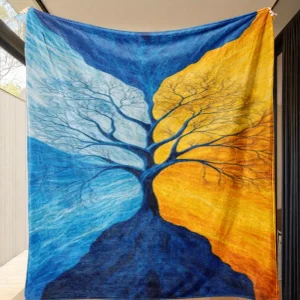 1 coperta in pile artistica bicolore con ombra di albero, dimensioni grandi e soffici, perfetta per la decorazione domestica, divano, auto, ufficio - Esclusiva 1